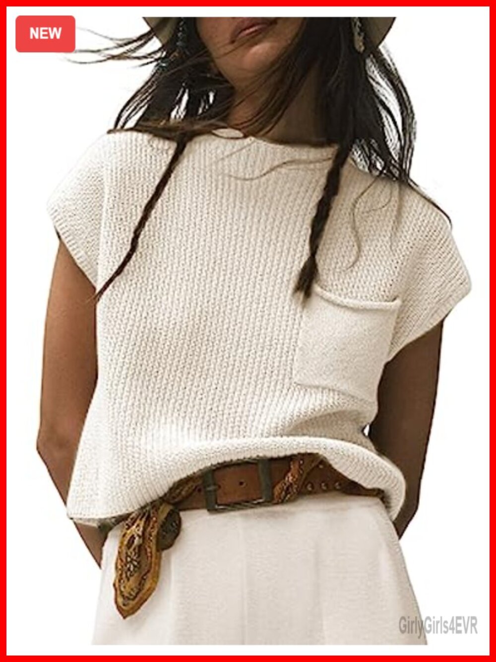 Viscose Knit Mock Neck Cap Sleeve Sweater Vest Pullover